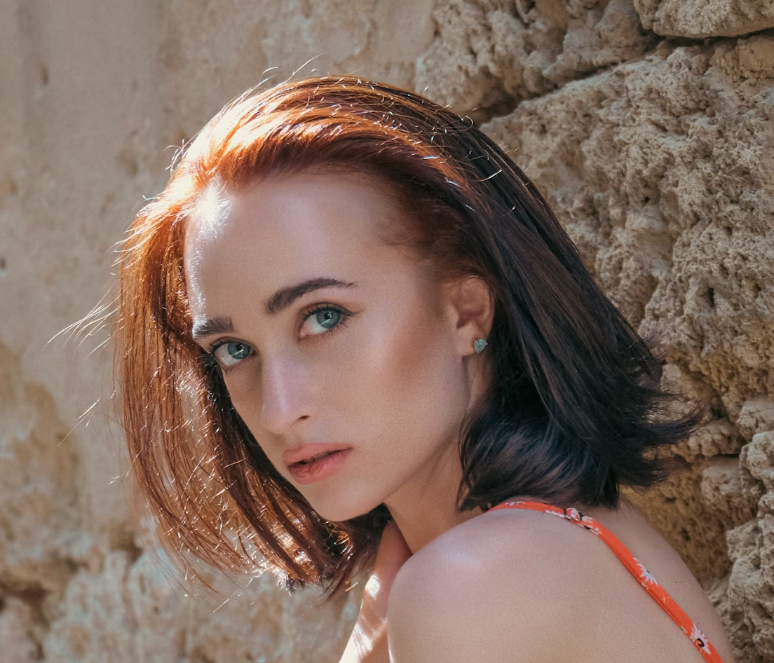 Woman with two-toned hair portrait